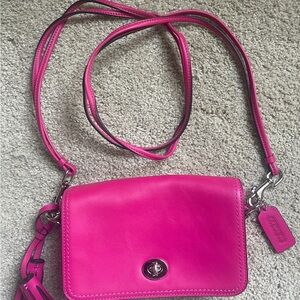 Coach Pink Crossbody Bag with Turn-Lock Closure